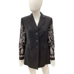 Never Used/No Tags TA Travis Ayers Blazer Women’s SZ S Embroidered Sleeves Black